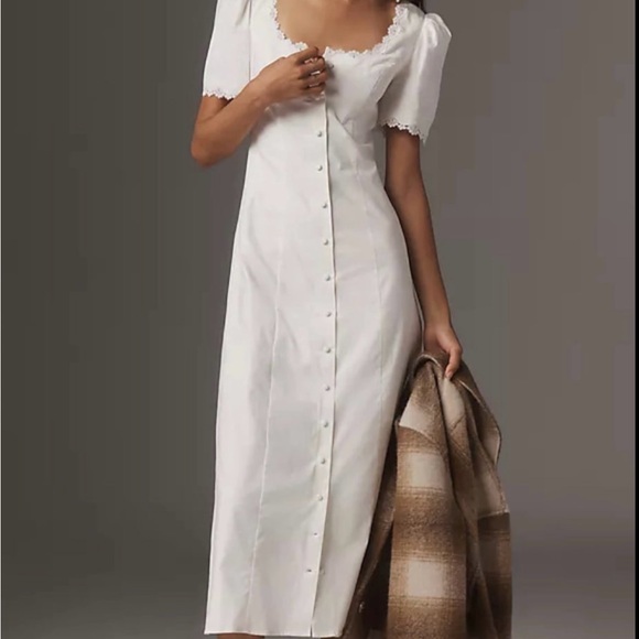 Reformation Dresses & Skirts - Reformation Alida Organic Cotton White Midi Dress with Button Detail